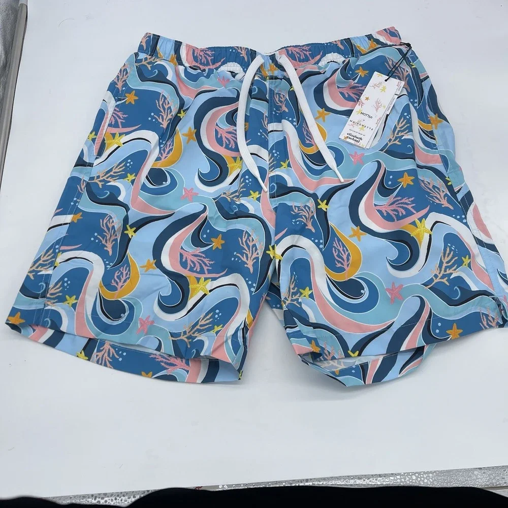 Mott50 Hudson Men's Boardshort,‎ Ocean Candy Wave Pacific Blue w/ Pockets/Liner